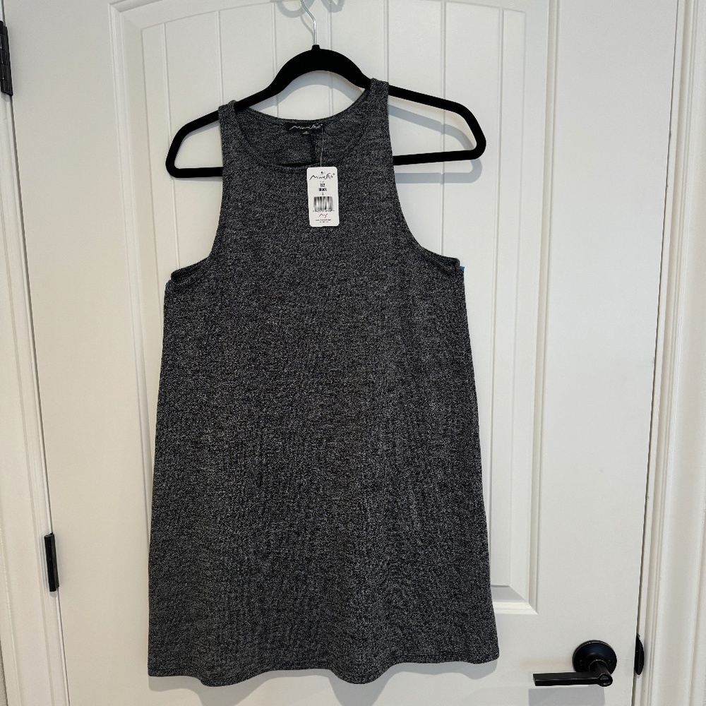 Long heathered black A-line top